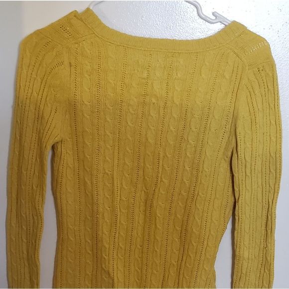 CT1047a AEO Ladies V-neck Long Sleeve Yellow Sweater - Picture 2 of 5
